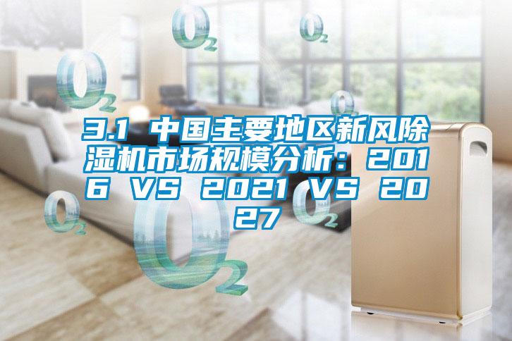 3.1 中國(guó)主要地區(qū)新風(fēng)除濕機(jī)市場(chǎng)規(guī)模分析：2016 VS 2021 VS 2027